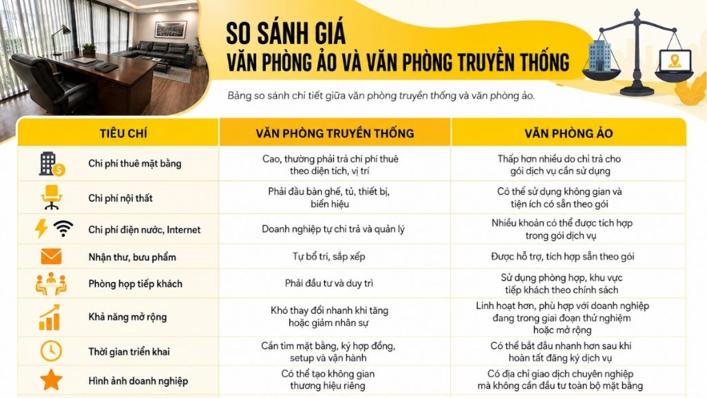 So sánh giá văn phòng ảo và văn phòng truyền thống_ Ưu và nhược điểm của từng mô hình
